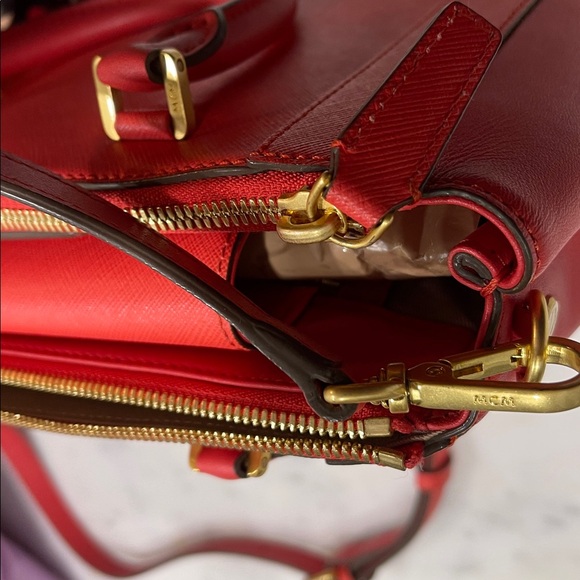 MCM shoulder/handbag/crossbody in Coral Red Saffiano Authenticated COA - Picture 16 of 16